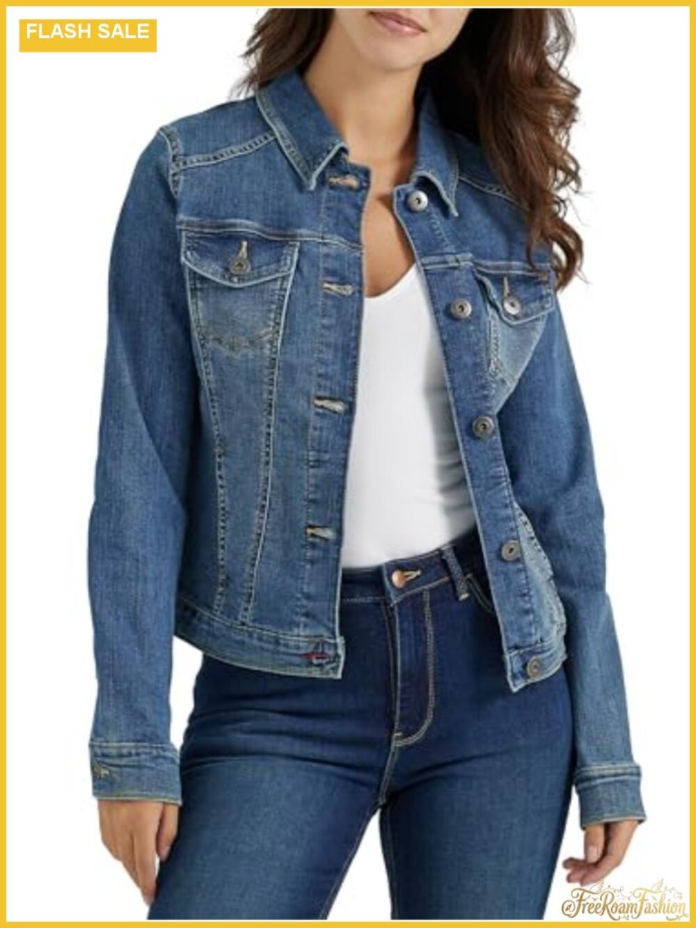 Classic Stretch Denim Jacket with Pockets